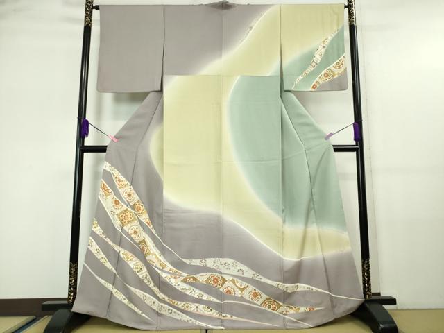 平和屋本店■極上 訪問着 駒刺繍 鬘帯正倉院花文 暈し染め 金彩 逸品 DZAA5959kh5