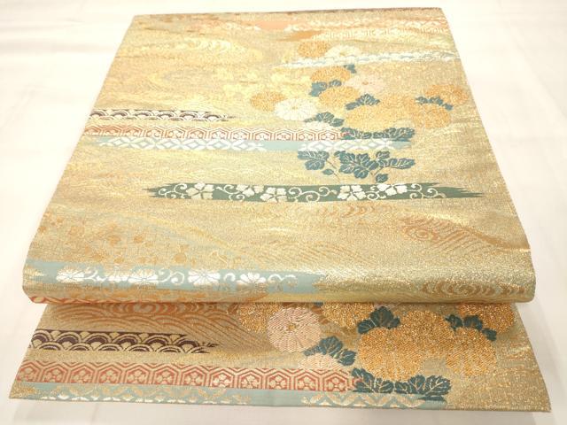 平和屋着物◎六通柄袋帯　吉祥花文　金銀糸　正絹　逸品　AAAM8020jz