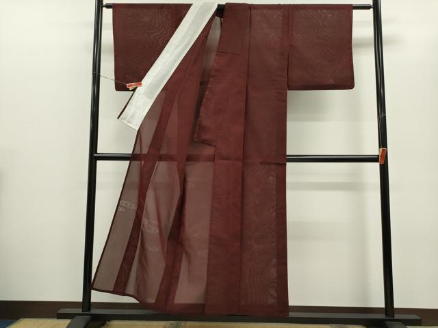 平和屋の平和屋着物＊夏物 色無地 流水紋紗 小豆色 正絹 逸品 CABH7601ze｜アングル3