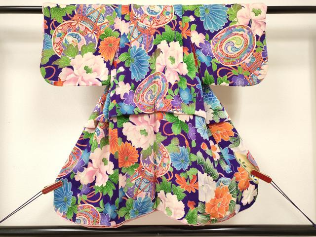 平和屋着物[]アンティーク 大正ロマン 七五三 女の子 3歳 祝着 三つ身 襦袢付き 鼓花文 逸品 DABA3894ma