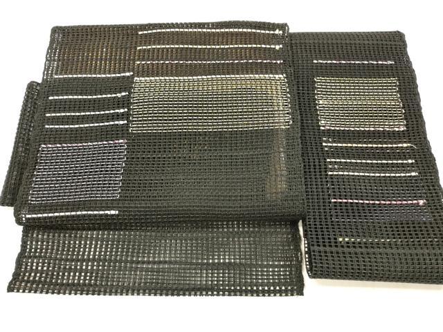 平和屋着物＊夏物　つけ帯　横段文　黒地　正絹　逸品　DABB3470cm