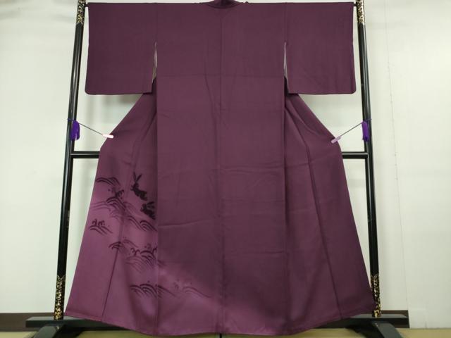 平和屋本店■極上　色留訪問着　ビロード　立波飛兎　葡萄色地　暈し染め　まるやま扱い　逸品　DZAA6022kh5