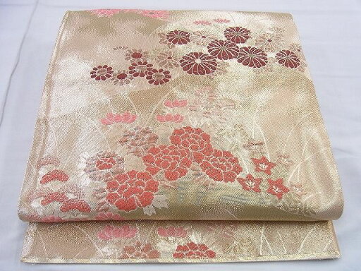 平和屋着物◎佐賀錦 六通柄袋帯 唐織 菊牡丹文 九百錦 金糸 逸品 BAAG0588jm 平和屋着物◎佐賀錦 六通柄袋帯 唐織 菊牡丹文 九百錦 金糸 逸品 BAAG0588jm