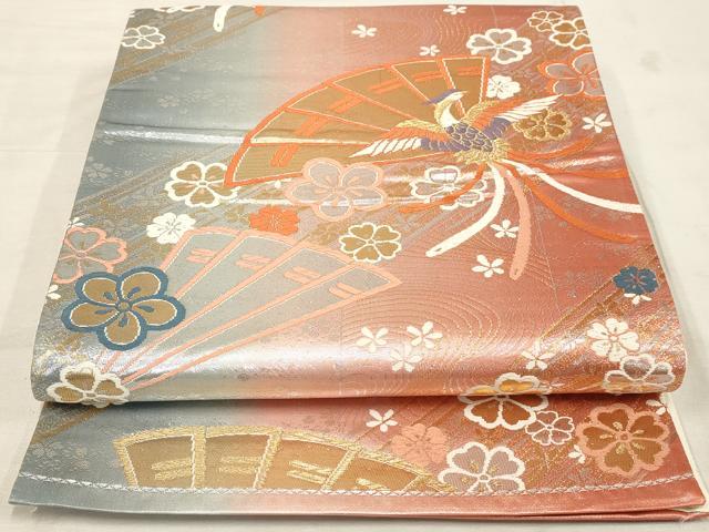 平和屋着物◎六通柄袋帯　鳳凰花文　金銀糸　正絹　逸品　AAAN1494tm