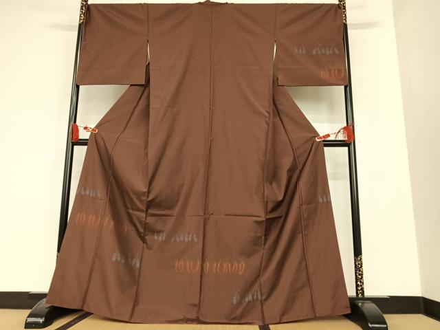 平和屋着物○お召 成り物 唐辛子 黒地 黒地 正絹 逸品 AABA4674ck