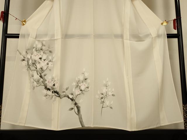 平和屋の平和屋着物＊夏物 訪問着 絽 手描き 枝花文 正絹 逸品 AABG3894jd｜アングル3