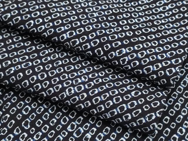 平和屋着物∴夏物　男性　浴衣　有松鳴海絞り　三浦絞り　黒地　綿　逸品　CABD2494ng