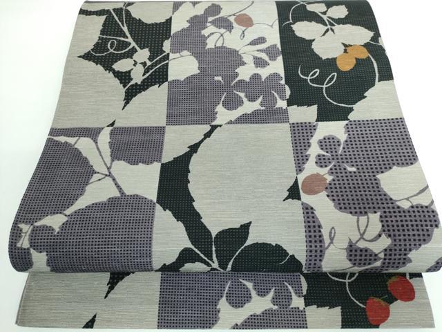 平和屋本店■極上 全通柄 京袋帯 蔦の葉市松 苺 逸品 未使用 DZAA5322kh5