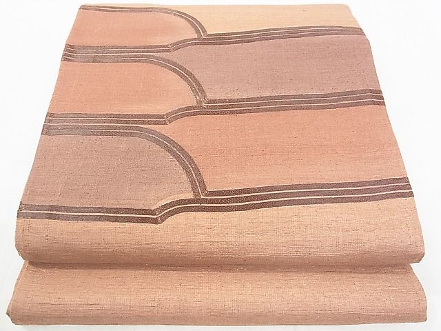 平和屋着物■太鼓柄袋帯　紬地　刺繍　横段文　逸品　DAAA3143rt