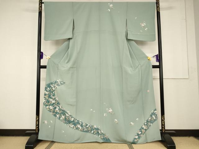 平和屋着物■訪問着 友禅 作家物 草花文 正絹 逸品 AAAQ3883ja