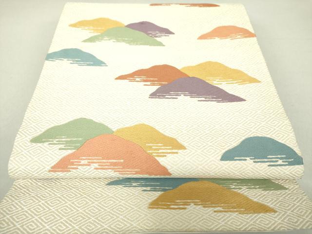 平和屋着物●俵屋　人間国宝　喜多川平朗 有職織物　六通柄袋帯　唐織　重ね山文　金糸　正絹　逸品　DAAV6242ps