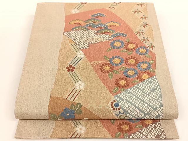 ■■■　サイズ　■■■ 長さ 446cm 幅 31cm程 ■■■　商品詳細　■■■ 【正絹】 詳細に関しましては、画像をご確認ください。 大変上質な逸品になります。 お安く出品致しますので、是非この機会にいかがでしょうか？ ※汚れ等に関しましては、着用時には見えない部分になるかと思いますのであまり気にならずお召になれるかと思います。 ■■■　注意事項　■■■ ■モニター発色の具合により色合いが異なる場合がございます。 ■寸法は多少の誤差が生じる場合がございますのでご了承ください。 ■縫込みの長さが左右非対称の場合は短い部分を記載しております。 左右非対称であってもご返品・お値引き等の保証は出来かねますので、ご了承の上ご購入をお願い致します。 ■シミ等のチェックには注意を払っておりますが、見落としがある場合もございますし、個人の見解も様々ですので神経質な方のご購入はお控えください。 ■箪笥に入っておりました着物や帯なので畳みシワや匂いがあるものもございます。 ■お休みは基本的に土日祝となりますが、その他臨時でお休みする場合がございますのでご了承ください。 ■商品の発送は平日のみの発送となります。 ■夜間と土曜、日曜日はお問い合わせの回答が遅れる場合がございます。 ■当店では、お直し、紋入れ、お手入れ等は承っておりません。 ■生地の状態（ヤケ、経年劣化等）によってはサイズ直しが出来ない場合がございます。 その点もどうかご了承のうえ、ご購入をお願いいたします。 ■弊社で取り扱う商品は一点ものにつき、時期や在庫状況に応じて金額が変更となる場合がございます。 ■検針は行っておりません。予めご了承いただきますようお願いいたします。 ■【洗える着物】と記載のある商品におきましては、商品お届け後に洗濯を行ってしまってからのご返品にはご対応しかねます。 念の為、専門店でのお手入れをお願いいたします。 ■着物のサイズ目安は下記を参考ください↓ ＜女性着物＞　お端折り次第で＋5cm　−1cmが着用可能サイズ 　例）身丈170cmの場合、身長160cm〜175cm ＜男性着物＞　身丈＋約25cm〜27cm程が適応身長 　例）身丈155cmの場合、身長180〜182cm