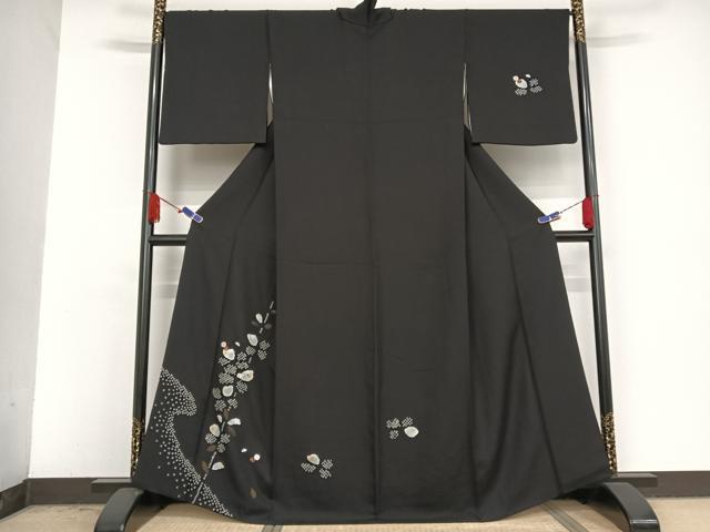 平和屋着物●訪問着 絞り 刺繍 枝花文 金糸 金彩 正絹 逸品 AAAV9108np