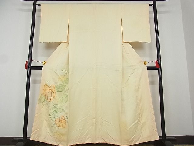 平和屋-こころ店■訪問着　相良刺繍　草花文　着丈157.5cm　裄丈63cm　正絹　逸品　1B-wt1521