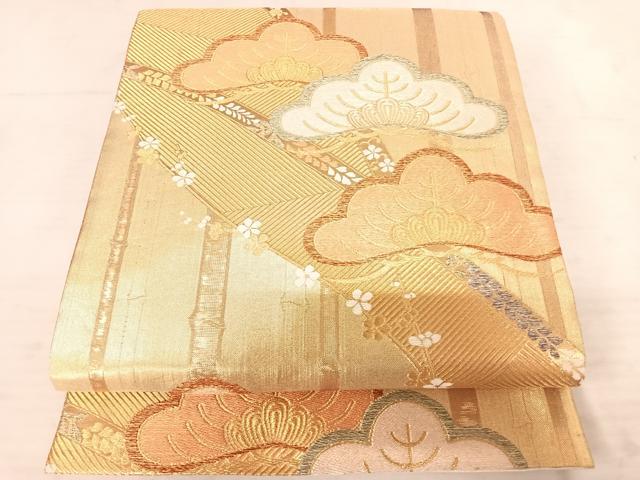 平和屋着物◎六通柄袋帯　松　金糸　正絹　逸品　AAAV8738yx
