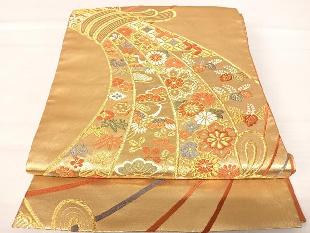 乐天商城 - 平和屋着物◎六通柄袋帯　唐織　束ね熨斗花文　金糸　正絹　逸品　AABB6063yx