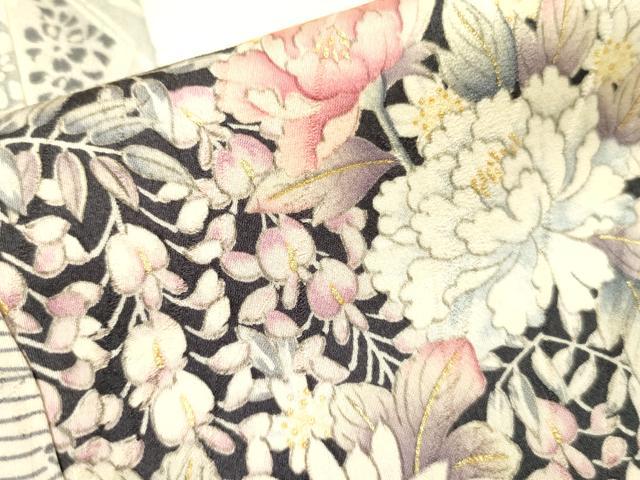 平和屋着物■上質な小紋　鬘帯花文　金彩　正絹　逸品　DABB7627op...