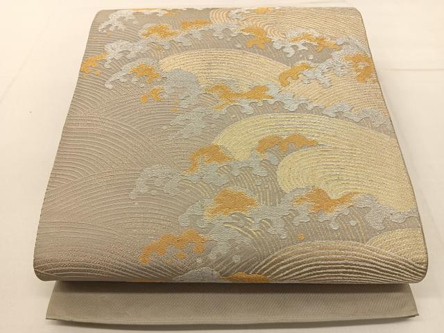 平和屋着物◎六通柄 本袋帯 立波文 金銀糸 BAAV2689hj