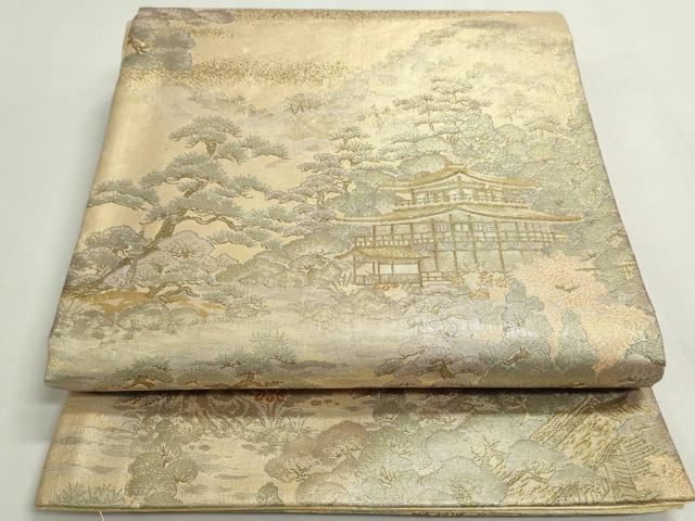 Rakuten - 平和屋着物◎佐賀錦　六通柄袋帯　風景花松文　金糸　プラチナ箔　正絹　逸品　DABF8350we