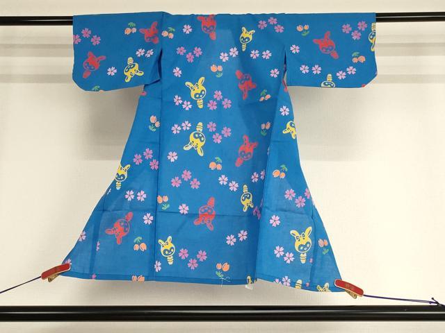 平和屋着物＊夏物 浴衣 子供 女の子 一つ身 花兎 綿 逸品 AABF2327ja