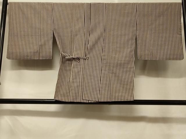 平和屋着物＃道中着　チェック柄　正絹　逸品　CABD7756in