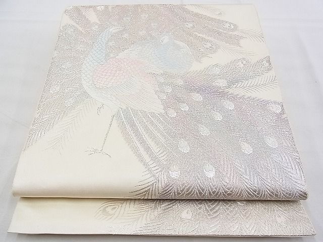 平和屋着物■六通柄袋帯　唐織　孔雀　銀糸　逸品　n-gh5616