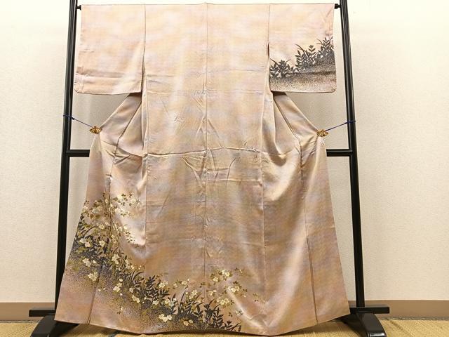 平和屋着物■訪問着 草花文 暈し染め 金彩 正絹 逸品 BAAQ6189ea