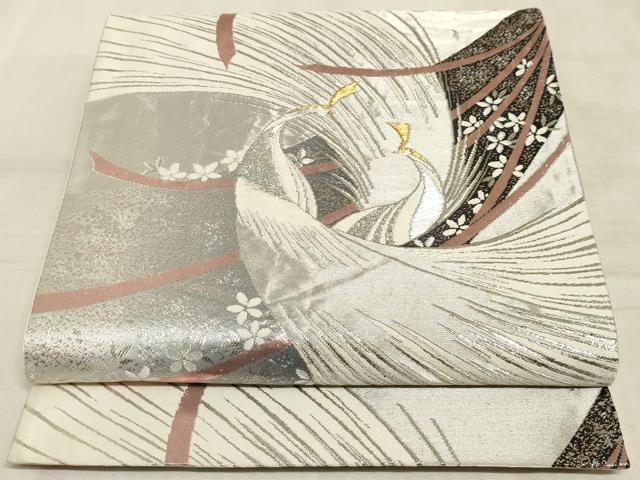 Other - 平和屋着物◎六通柄袋帯　孔雀花文　金銀糸　正絹　逸品　AAAM3235sx