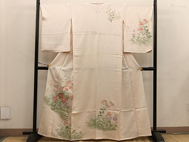 乐天商城 - 平和屋着物▽訪問着　単衣　手描き　菊花文　正絹　逸品　BAAW3559mz