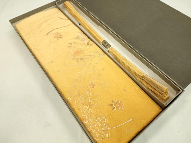 平和屋着物●和装小物　帯締め・帯揚げセット　地紙重ね吉祥花文　暈し染め　金彩　逸品　未使用　CAAZ6100ju(4)