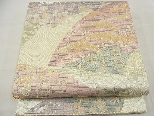 平和屋着物◎六通柄袋帯 琳派地紙飛鶴花文 金銀糸 逸品 BAAC6650ea 平和屋着物◎六通柄袋帯 琳派地紙飛鶴花文 金銀糸 逸品 BAAC6650ea