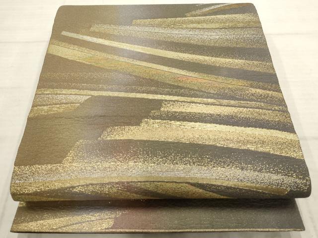 平和屋着物▼六通柄袋帯　幾何学文様　金糸　正絹　逸品　AABB9918wj...