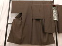 平和屋着物■男性 紬 色無地 アンサンブル 涅色 正絹 逸品 BAAN6319hv
