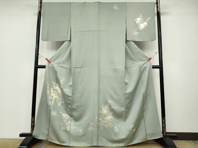 平和屋着物●金彩友禅作家　金彩の魔術師　堀省平　金煌織　訪問着　草花文　本金箔　正絹　逸品　CABA8219ut