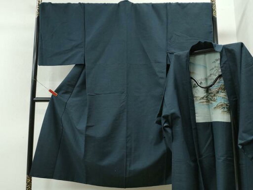 平和屋着物●男性 紬 アンサンブル 色無地 濃藍色 キングサイズ 正絹 逸品 CAAS6762yc 平和屋着物●男性 紬 アンサンブル 色無地 濃藍色 キングサイズ 正絹 逸品 CAAS6762yc