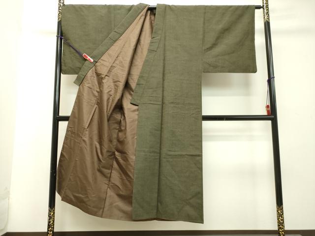 平和屋着物●男性　紬　藍媚茶色　正絹　逸品　DAAT1061tw