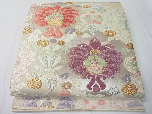 平和屋着物■六通柄袋帯 唐織 吉祥花文 金糸 逸品 ut7477 平和屋着物■六通柄袋帯 唐織 吉祥花文 金糸 逸品 ut7477