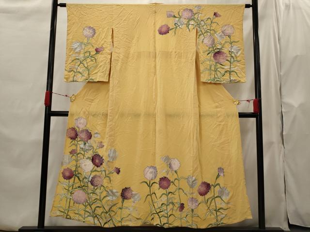 Rakuten - 平和屋着物▽訪問着　単衣　手描き　草花文　金銀彩　正絹　逸品　AABH7440st