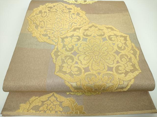 平和屋着物●西陣 川島織物 六通柄 本袋帯 花丸文 金糸 正絹 逸品 DABB4066ps