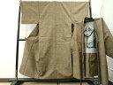 平和屋着物●男性 紬 アンサンブル 霞文 キングサイズ 正絹 逸品 未使用 CAAS6838yc