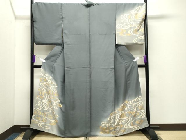 Kimono - 平和屋着物●訪問着　竹屋町刺繍　光琳水　暈し染め　金彩　正絹　逸品　CABD9334gh