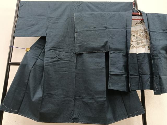 平和屋着物■男性 紬 アンサンブル 亀甲文様 正絹 逸品 未使用 BAAR6356hv