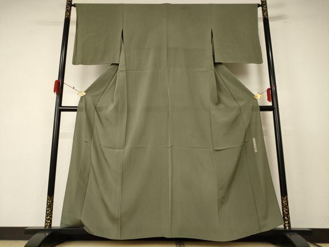 平和屋着物＊夏物 色無地 紗 作家物 柿湯染 鶸茶色 正絹 逸品 AABF1677jd