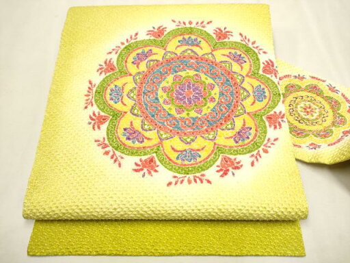 平和屋着物●名門 藤娘きぬたや・総絞り 九寸名古屋帯 花唐草文 正絹 逸品 CAAT0951hy 平和屋着物●名門 藤娘きぬたや・総絞り 九寸名古屋帯 花唐草文 正絹 逸品 CAAT0951hy