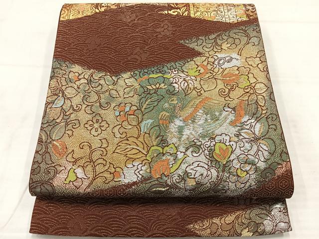 Rakuten - 平和屋着物◎六通柄袋帯 花鳥文 金銀糸 正絹 逸品 AABE3039uk
