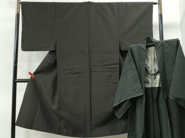 平和屋着物●男性 紬・羽織セット 着物・赤墨色 羽織:蝋色 格子柄 正絹 逸品 未使用 CAAS6853yc