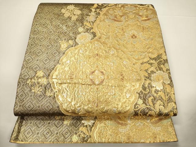 平和屋着物▼佐賀錦 六通柄袋帯 唐草蓬莱華文 金銀糸 正絹 逸品 CABC3567ak