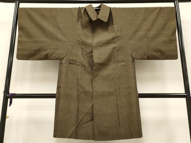 平和屋着物#男性 和装コート 霞文 キングサイズ ロング丈 正絹 逸品 CAAT5797id