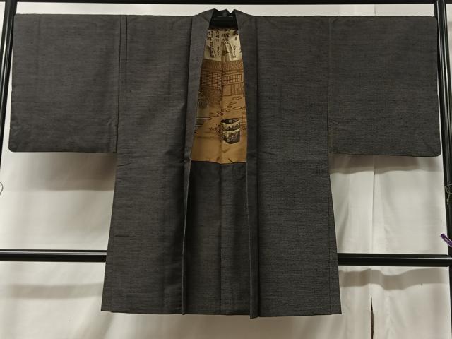平和屋着物＃男性　長羽織　霞文　正絹　逸品　CABB5382ua
