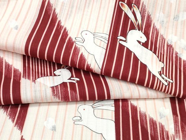 浴衣単品　波兎　うさぎ　ウサギ　マゼンダピンク　強めの桃色　珍しい色柄　注染 本染め鯉口シャツ【兎に鳳凰｜刺子】祭用品専門店浅草絆纒屋ネットショップ
